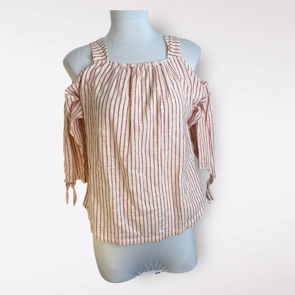 Madewell Cold Shoulder Top Red‎ Stripe Size XS